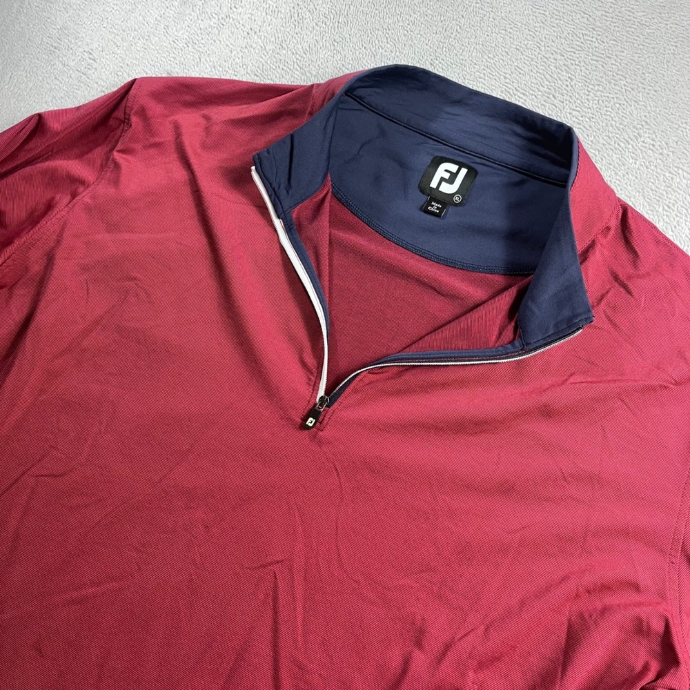 FootJoy Mens XL Quarter Zip Pullover Red Blue La Playa Golf Club Micro Stripe